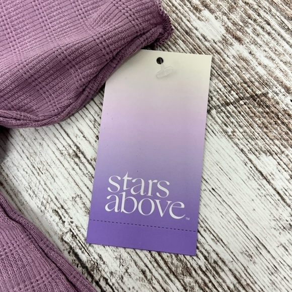 STARS Above Women's Light Purple Textured Knit Pajama Shorts 2pc Set - Picture 4 of 5